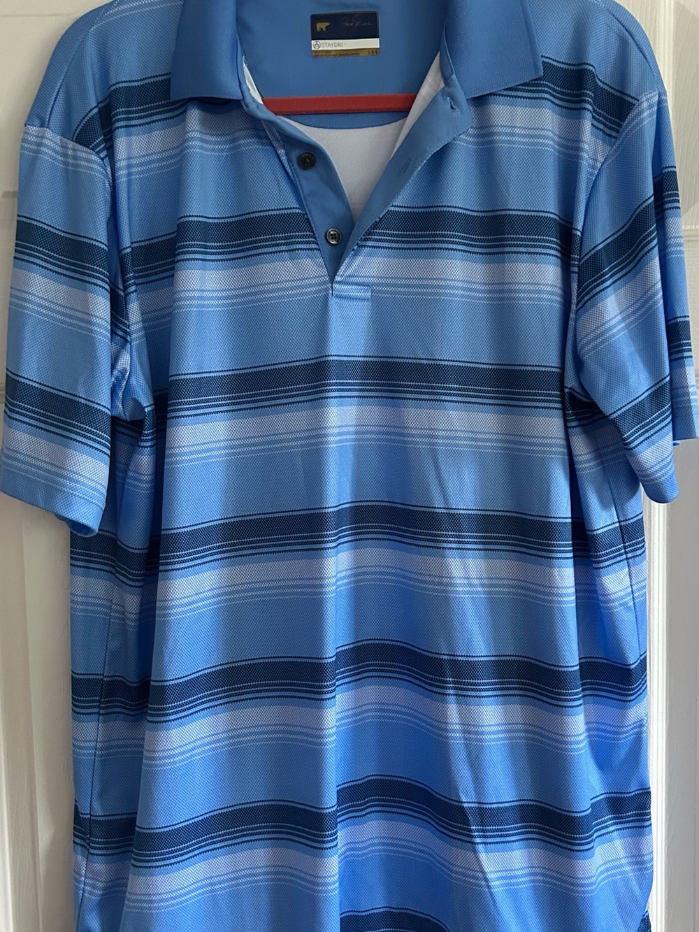 Men's Blue Striped Polo Shirt - Classic Short Sleeve Jack Nicklaus StayDri